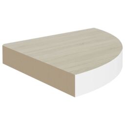 Berkfield Home Wall Corner Shelf Oak & White 35x35x3.8 cm MDF in Brown - thumbnail 4