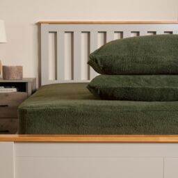 OHS Teddy Fleece Thermal Fitted Bed Sheet in Dark Green - Size: Double Fitted - thumbnail 1