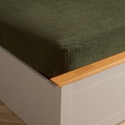 OHS Teddy Fleece Thermal Fitted Bed Sheet in Dark Green - Size: Double Fitted - thumbnail 3