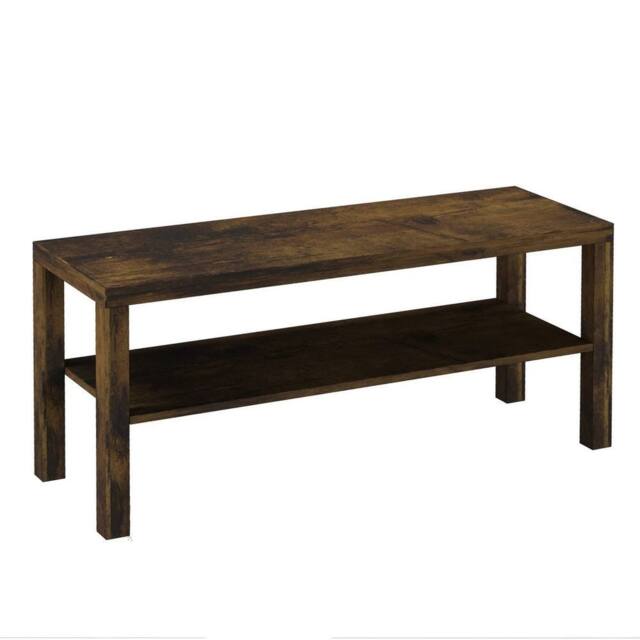 VOGREX Rustic Brown 2 Tier TV Bench Entertainment Media Stand Cabinet - image 1