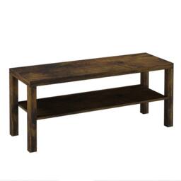 VOGREX Rustic Brown 2 Tier TV Bench Entertainment Media Stand Cabinet - thumbnail 1