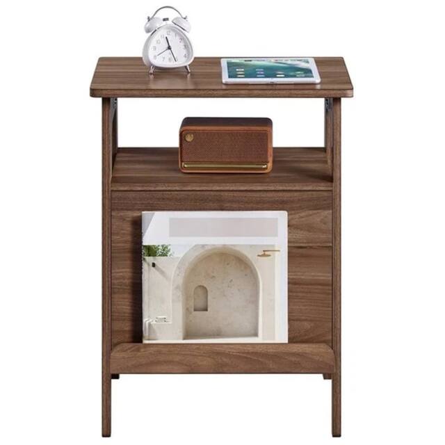 KORVIXA Walnut Classic Wooden End Table with Cat Bed in Brown - Size: 100 cm x 100 cm - image 1