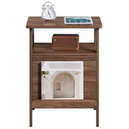 KORVIXA Walnut Classic Wooden End Table with Cat Bed in Brown - Size: 100 cm x 100 cm - thumbnail 1