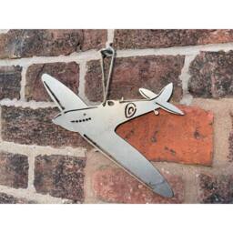 Poppyforge Hanging Spitfire Garden Art - Bare Metal/Ready to Rust - W23 x H18 cm in Silver - thumbnail 4