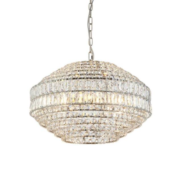 Netlighting Aversa Pendant Ceiling Light Bright Nickel Plate Clear Crystal Glass in Silver - image 1