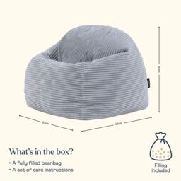 icon Kids High Rest Beanbag in Corduroy in Light Grey - thumbnail 6