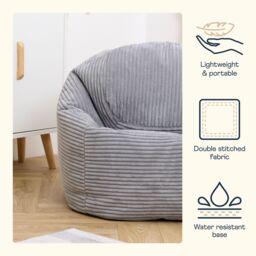 icon Kids High Rest Beanbag in Corduroy in Light Grey - thumbnail 5