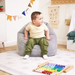 icon Kids High Rest Beanbag in Corduroy in Light Grey - thumbnail 2