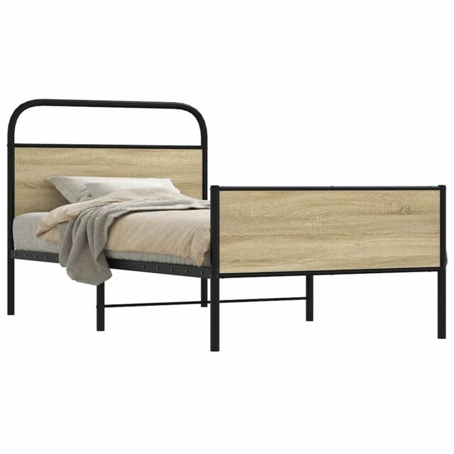 Berkfield Home Bed Frame without Mattress 100x200 cm Sonoma Oak Engineered Wood in Brown - image 1