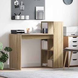 Berkfield Home Modern Computer Desk Sonoma oak Engineered wood Medium Computer Desk in Light Tan - thumbnail 2