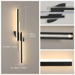 COMELY Indoor Wall Lights, 36W Modern Wall Lights, 3000 K/4000 K/6000K, 100 cm in Black - thumbnail 3