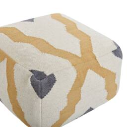 Wyld and Coco Hand-Knitted Pouffe Beige and Yellow - thumbnail 3
