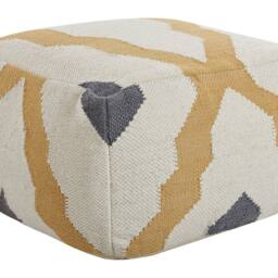 Wyld and Coco Hand-Knitted Pouffe Beige and Yellow - thumbnail 2