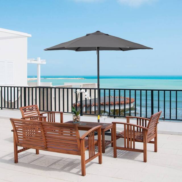 OUTSUNNY 2m Parasol Patio Umbrella, Outdoor Sun Shade with 6 Ribs in Dark Grey - image 1
