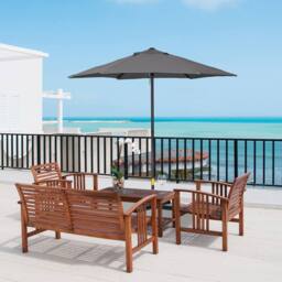 OUTSUNNY 2m Parasol Patio Umbrella, Outdoor Sun Shade with 6 Ribs in Dark Grey - thumbnail 1