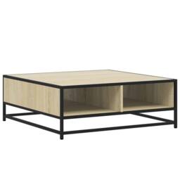 Berkfield Home Durable Coffee Table Sonoma Oak 80x80x30 cm Engineered Wood & Metal in Light Tan - Size: 80 x 80 x 30 cm - thumbnail 3