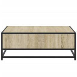 Berkfield Home Durable Coffee Table Sonoma Oak 80x80x30 cm Engineered Wood & Metal in Light Tan - Size: 80 x 80 x 30 cm - thumbnail 6