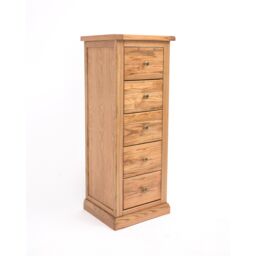 Cabinet Bits Salerno 5 Drawer Narrow Chest of Drawers Brass Knob in Natural - thumbnail 2