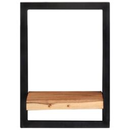 Berkfield Home Wall Shelves 2 pcs 25x25x35 cm Solid Wood Acacia & Steel in Brown - Size: 25 x 25 x 35 cm - thumbnail 4