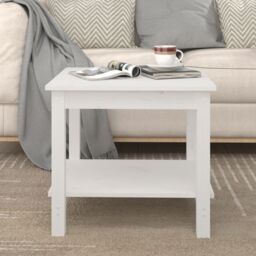 Berkfield Home Coffee Table White 50x50x45 cm Solid Wood Pine - Size: 50 x 50 x 45 cm - thumbnail 1