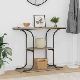Berkfield Home Modern Console Table Sonoma oak 101 x 35 x 80.5 cm Engineered wood in Light Brown - thumbnail 4
