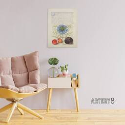 "Artery8 Love in a Mist & Cherries Calligraphy Canvas Wall Art Print in White - Size: W12"" x H16""" - thumbnail 3