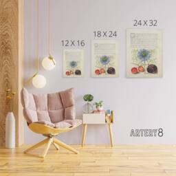 "Artery8 Love in a Mist & Cherries Calligraphy Canvas Wall Art Print in White - Size: W12"" x H16""" - thumbnail 4