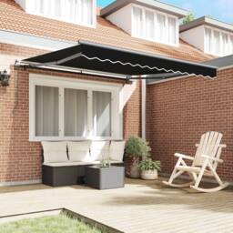 Berkfield Home Manual Retractable Awning Black 300x250 cm - thumbnail 3