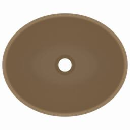 Berkfield Home Luxury Basin Oval-shaped Matt Cream 40x33 cm Ceramic - thumbnail 4
