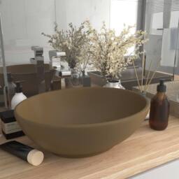 Berkfield Home Luxury Basin Oval-shaped Matt Cream 40x33 cm Ceramic