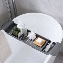 KORVIXA Black Rust Free Over Bath Tub Rack in Dark Grey - thumbnail 1