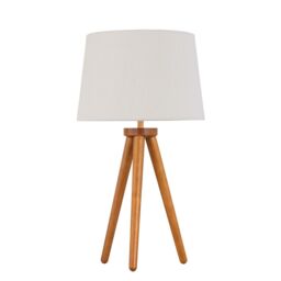 First Choice Lighting Voyage - Dark Oak Table Lamp or Bedside Light with Natural Linen Shade in Brown