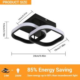 COMELY 22W Square Modern Aluminum LED Ceiling Light, Natural light 4500K in Black - thumbnail 6