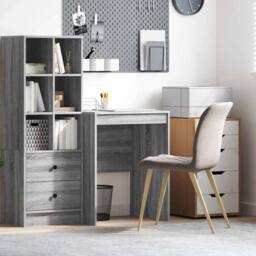 Berkfield Home Modern Writing Desk Grey sonoma Particle board 60 x 50 x 76 cm Simple - thumbnail 2