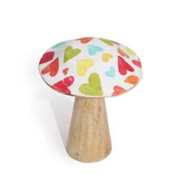 Serenityy Small Wooden Mushroom Ornament - Pastel Hearts - thumbnail 1