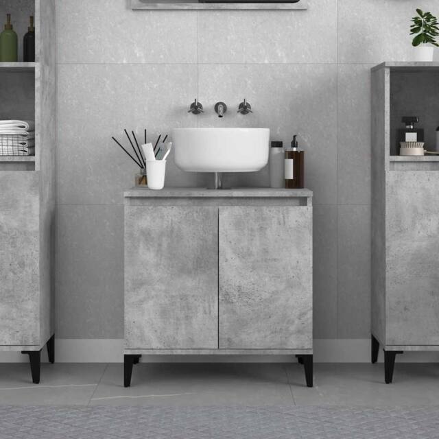 Berkfield Home Sink Cabinet Concrete Grey 58x33x60 cm Engineered Wood - Size: 58 x 33 x 60 cm - image 1
