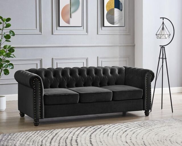 Home Detail Chester 3 Seater Sofa in Black - image 1