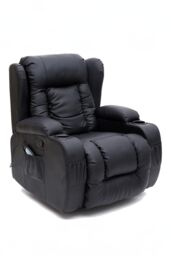 More4Homes Caesar Bonded Leather Recliner Rocking Swivel Heat & Massage Chair in Black - thumbnail 2