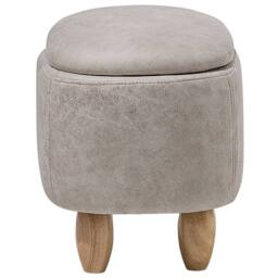 Wyld and Coco Rhino Kids Stool Hidden Storage Light Grey Faux Leather Rubberwood - thumbnail 6