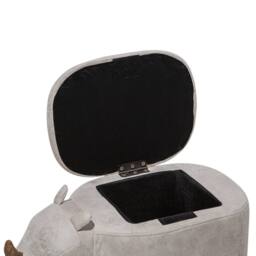 Wyld and Coco Rhino Kids Stool Hidden Storage Light Grey Faux Leather Rubberwood - thumbnail 8