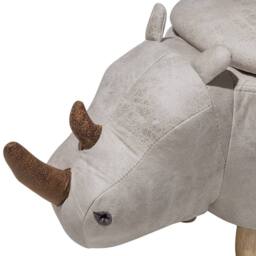 Wyld and Coco Rhino Kids Stool Hidden Storage Light Grey Faux Leather Rubberwood - thumbnail 7