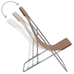 Berkfield Home Durable Folding Beach Chairs 2 pcs Steel & Oxford Fabric Brown - thumbnail 5