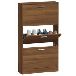Berkfield Home Shoe Cabinet Brown Oak 59x17x108 cm Engineered Wood - Size: 59 x 17 x 108 cm - thumbnail 4