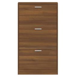 Berkfield Home Shoe Cabinet Brown Oak 59x17x108 cm Engineered Wood - Size: 59 x 17 x 108 cm - thumbnail 6
