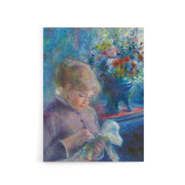 "Artery8 Renoir Young Woman Sewing Canvas Wall Art Print in Blue - Size: W18"" x H24""" - image 1