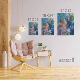 "Artery8 Renoir Young Woman Sewing Canvas Wall Art Print in Blue - Size: W18"" x H24""" - thumbnail 4