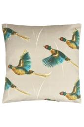 Country Flying Pheasants Hand-Painted Printed Cushion - thumbnail 1