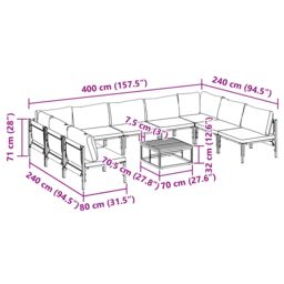 Berkfield Home Garden Sofa Set 10 pcs Anthracite Steel - thumbnail 9