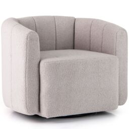 Gymax Swivel Barrel Chair Upholstered Sherpa Accent Chair Pumpkin Shaped in White