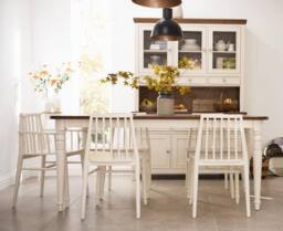 Statement Furniture Queensbury Large Dining Table with Oak Top in Cream - thumbnail 2
